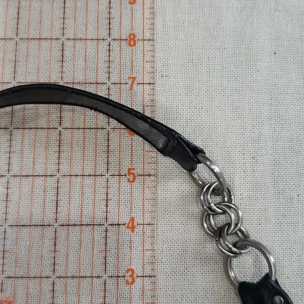 Franco Sarto Purse Hobo Distressed Leather Black Silver Link Hardware Tote
